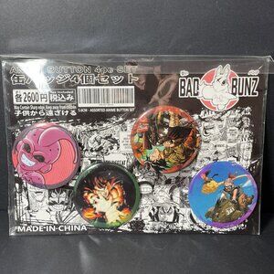Anime Button 4pc Set Bad Bunz 5.6cm Assorted Characters NEW Sealed Package CN